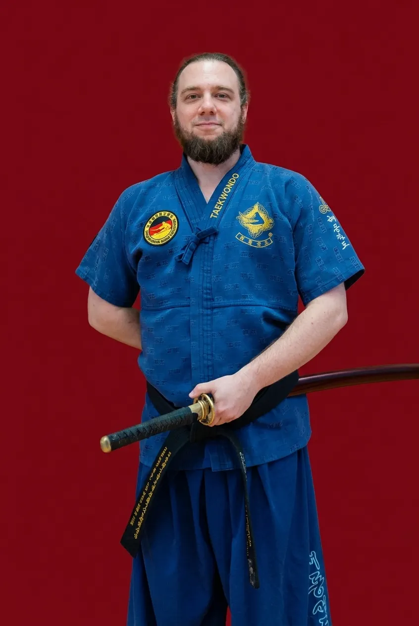 Jan Pöschel mit Schwert